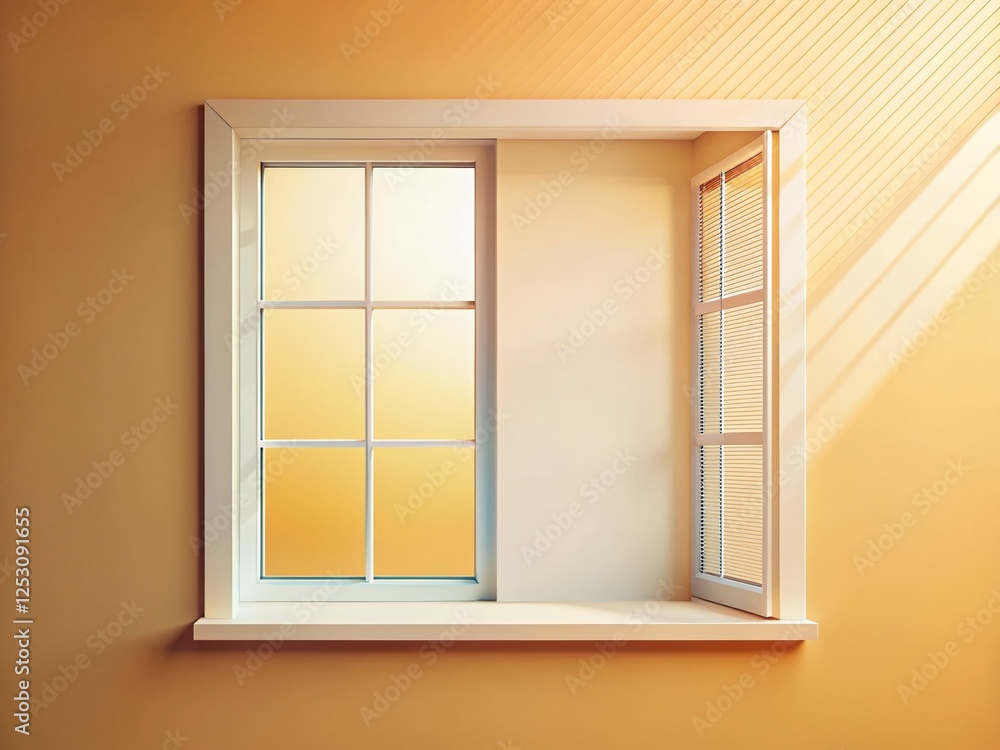 Aufkleber modern minimalist window design: clean lines & grid pattern on cream background