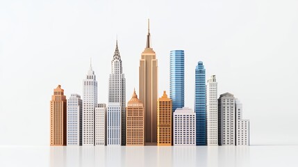 Fototapeta premium Low Poly City Skyline In Various Colors On White Background
