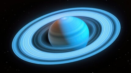 Fototapeta premium A captivating scene of a ringed planet orbiting near a star, with the rings glimmering.