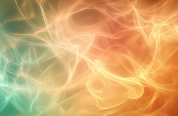 Fototapeta premium Colorful pastel background in soft pink, blue, and yellow hues, featuring ethereal smoke swirls and glowing light effects, creating a dreamy and soothing atmosphere with a light, airy fee