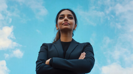 Portrait of a indian woman looking confident in a sky background | Indian successful buisness woman | Woman empowerment