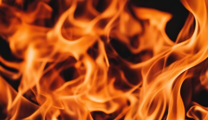 Abstract flowing orange and black fluid art with dynamic silky texture and fiery motion