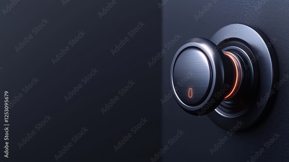 Poster sleek modern light switch with illuminated button in dark background