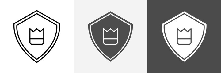Shield with crown icon set vector art