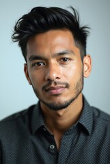 Fototapeta premium Portrait of confident young asian businessman posing in studio setting