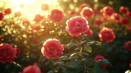 Obraz premium Pink Roses In Sunlight