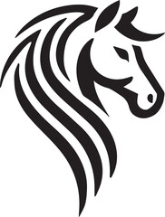 Tribal-Style Horse Head Vector Illustration Black and White

