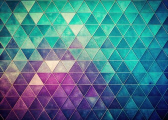 Fototapeta premium Retro geometric art: a vibrant cyan and purple triangle grid, abstract and polygonal.