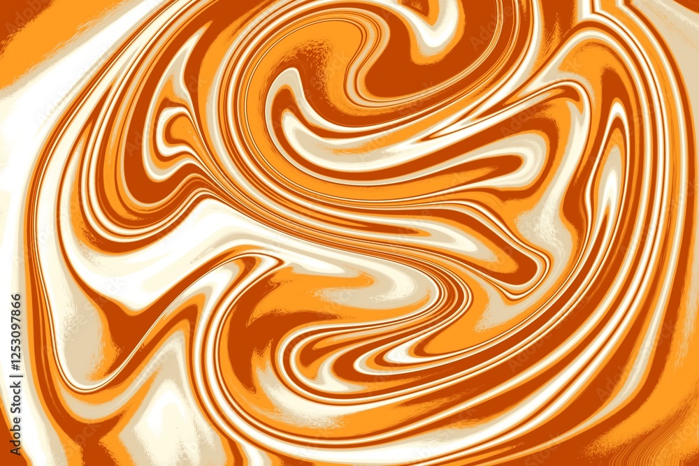 Poster high-quality orange and beige marble liquid texture background with smooth flowing lines. abstract f