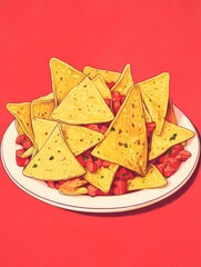 Mexican food with tortilla chips and salsa