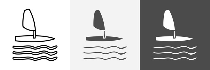 Windsurfing icon set vector art