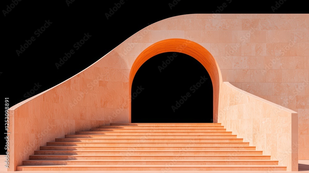 Poster elegant architectural steps with curved arch and soft lighting