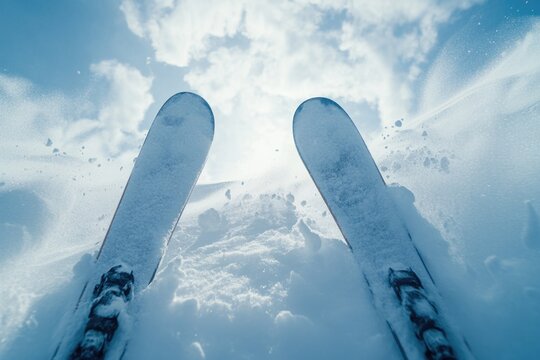 Cross-country skiing on mountain slope