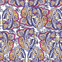 Colorful Paisley Floral Pattern With Vibrant Decorative Details