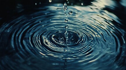 Beautiful surface of the water with ripples emanating from several locations.