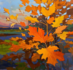 autumn leaves on the tree