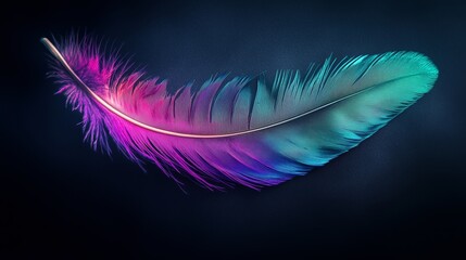 Obraz premium Black background Hyper realistic 8k purple and teal feather