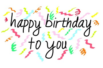 happy birthday text with colorful paper