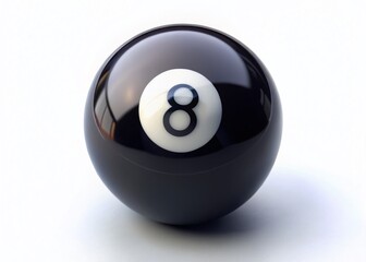 Panoramic Photo of a Single Eight Ball Isolated on White Background
