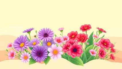 Hello spring seasonal banners collection. Spring lettering and colorful flowers. Flat style vector illustration.