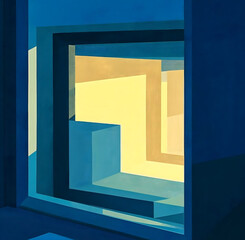 Abstract illustration with a focus on light and shadow, creating a sense of volume and dimension.