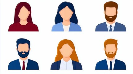 Pixelated Business People Avatars On White Background