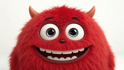 Obraz premium Cute Cartoonish Red Monster with Round Body and Furry Texture