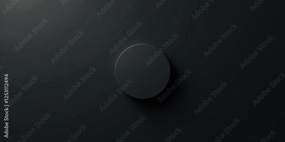 Aufkleber Dark Circle on Textured Black Surface Minimalist Abstract Background for Design Projects