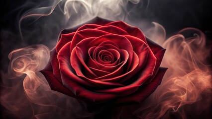 Red Rose with Smoky Wallpaper Background