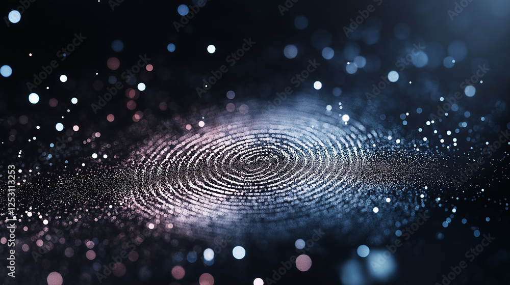 Poster fingerprint galaxy: a mesmerizing close-up of a fingerprint, resembling a swirling galaxy with vibra