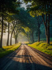 Obraz premium Country road running through a scenic rural landscape.