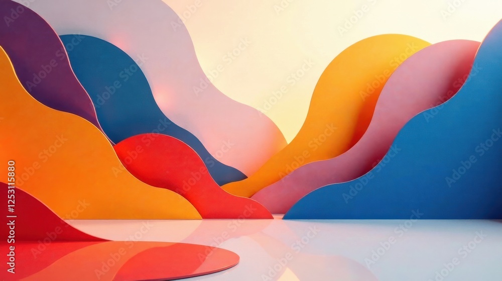 Poster Abstract Colorful Wave Forms Create a Vivid and Playful Display