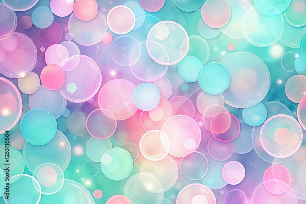 Poster pastel circle abstract panoramic background - whimsical overlapping design