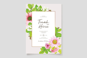 watercolor floral summer wedding invitation card set