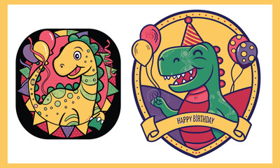 Dinosaur toy party invitation card template vector illustration