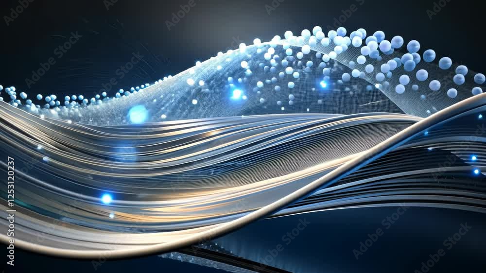 Poster captivating waves of light and sound flow harmoniously through an abstract space of shimmering beaut