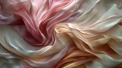 Obraz premium Elegant fabrics of chiffon, silk, and gauze swirling dynamically yet gracefully, weaving around each other in a synchronized dance.