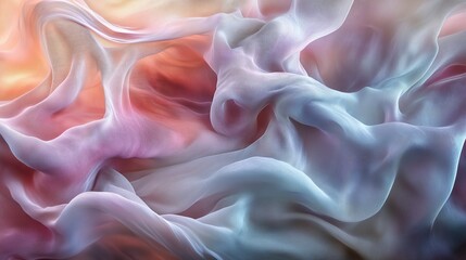 Obraz premium Elegant fabrics of chiffon, silk, and gauze swirling dynamically yet gracefully, weaving around each other in a synchronized dance.