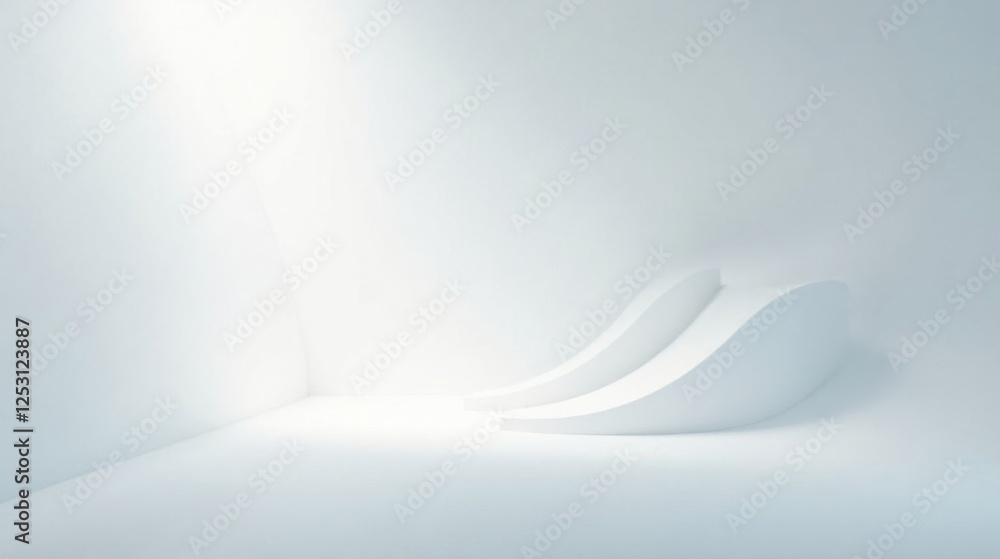 Aufkleber Abstract White Architectural Forms Illuminated by a Single Light Source in a Minimalist Setting