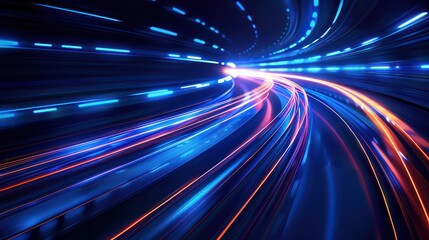 Modern abstract high-speed movement. Colorful dynamic motion on blue background. Movement technology pattern for banner or poster design background concept.