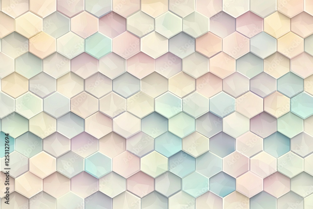 Poster beautiful seamless pattern of overlapping hexagons in soft pastel shades for elegant design projects