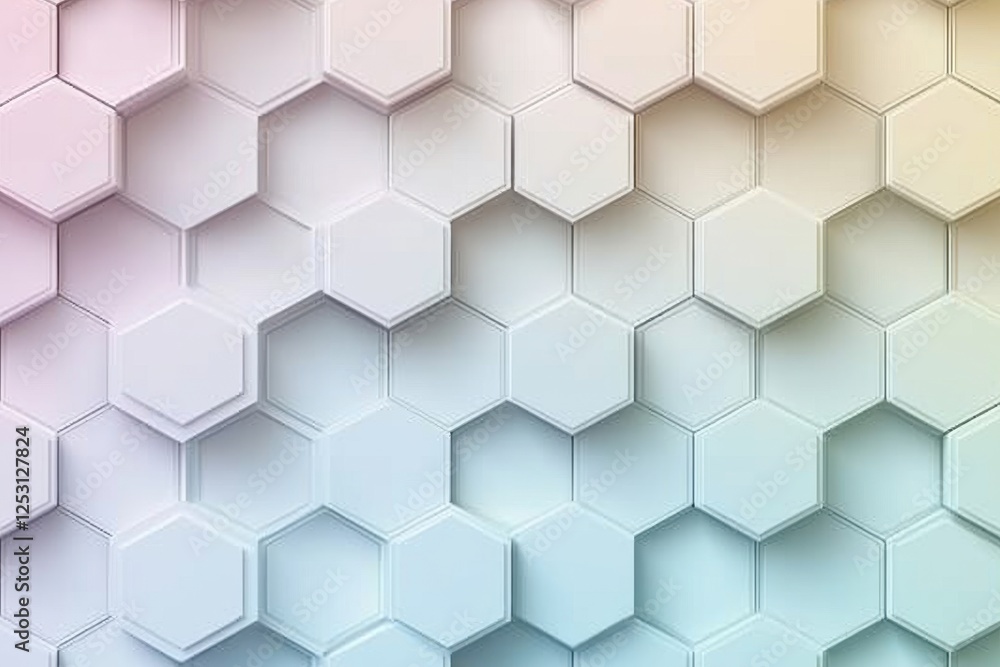 Poster elegant seamless pattern of overlapping hexagons in pastel gradient shades suitable for modern desig