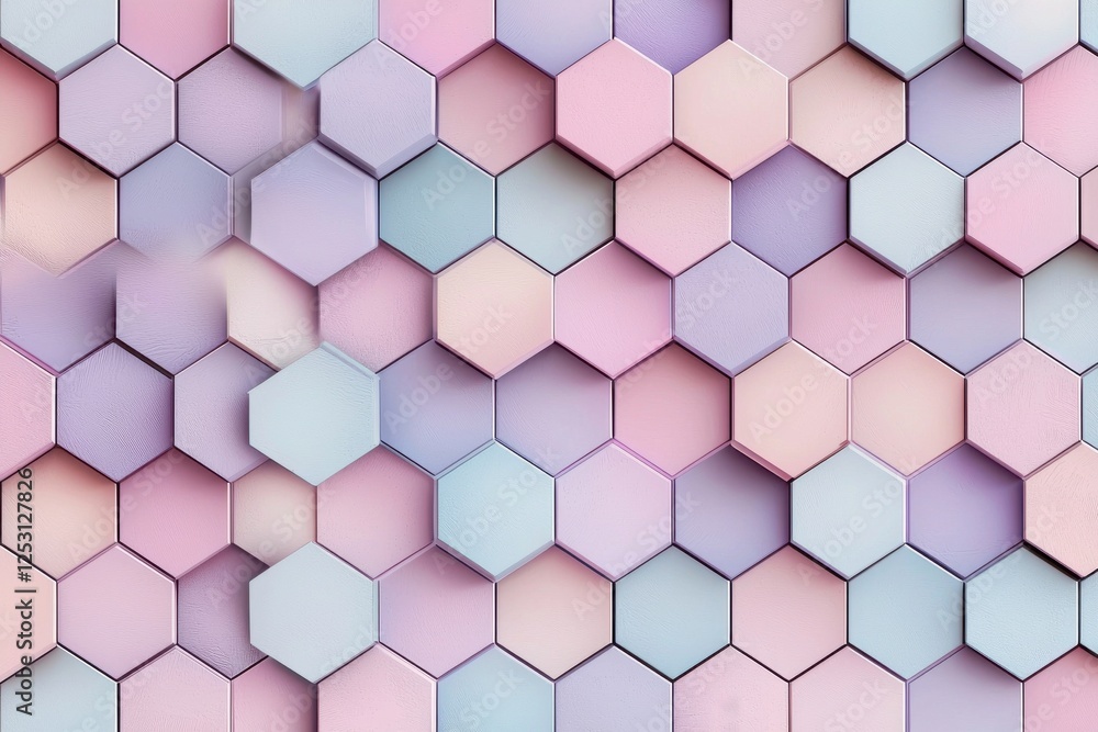 Poster elegant geometric design featuring a seamless pattern of overlapping hexagons in pastel gradient sha