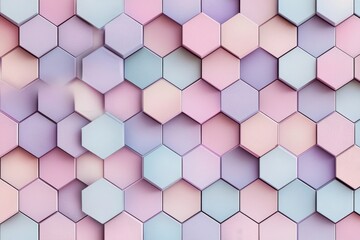 Fototapeta premium Elegant geometric design featuring a seamless pattern of overlapping hexagons in pastel gradient shades