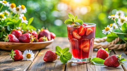 Refreshing Strawberry Spring Drink: Vibrant Photo