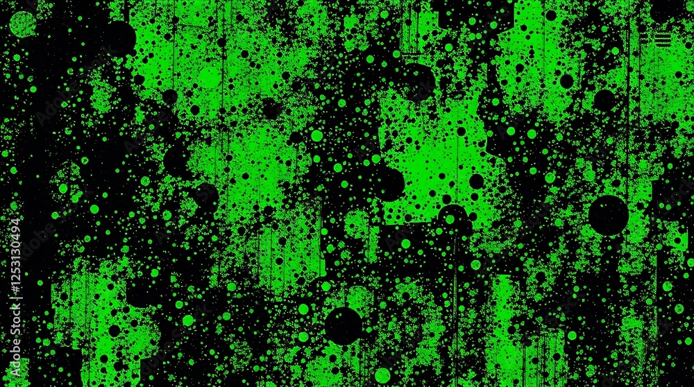 Canvas Prints black and green halftone background with grungy dots