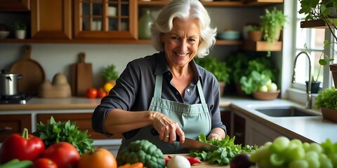 Healthy Woman Preparing Fresh Organic Fruits in a Bright Modern Kitchen. healthy, lifestyle, woman, kitchen, fruits, organic, fresh, food, nutrition, wellness, diet, cooking, natural, sustainable.