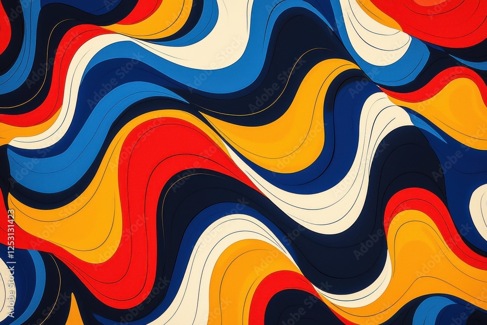 Poster surreal fractal patterns in bold primary colors create a dynamic and infinite visual experience