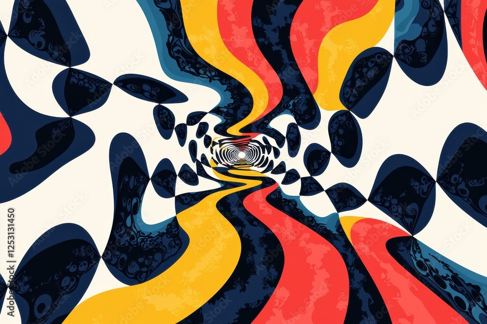 Poster surreal abstract fractal patterns in bold colors create a dynamic infinite visual experience