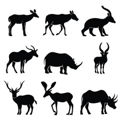 Zoo and Forest Animals Silhouette Set